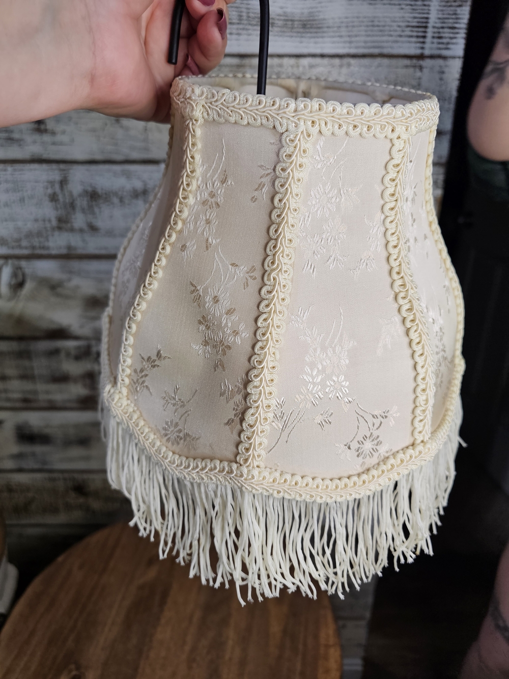 Vintage Beige Floral Fringe Lamp Shade - Picture 5 of 13